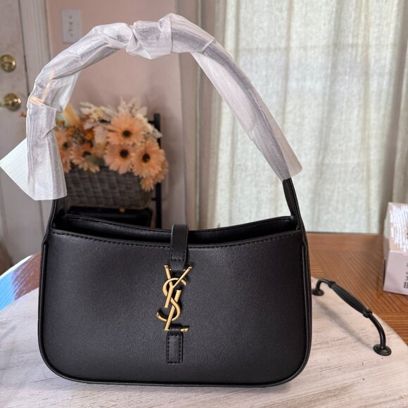 Black Shoulder Bag with Gold Hardware | Designer Inspired - Picture 9 of 16